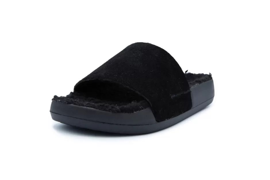 Brandblack Women's Apres Kashiba Slides Black Shearling New